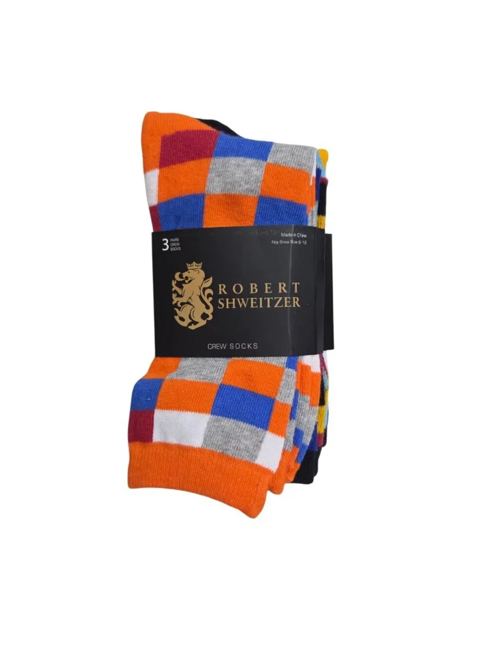Robert Schweitzer Mens Colorful Crew Socks 3-Pack Fits Shoe Size 6-12 4510